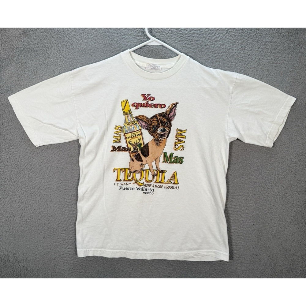 Vintage Star Shirt Adult Large White Tequila Skater Surfer Grunge Thrasher Y2K